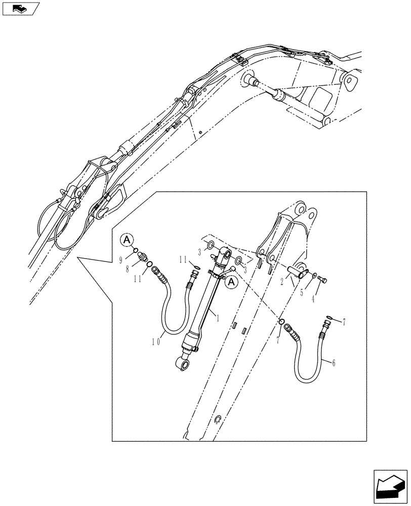 Схема запчастей Case CX145C SR - (35.738.AE[03]) - BUCKET CYLINDER LINES - SHORT ARM, KYB (35) - HYDRAULIC SYSTEMS