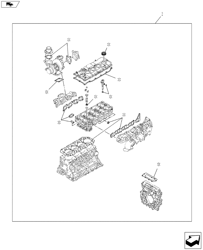 Схема запчастей Case CX130C - (10.001.AD[03]) - PACKAGE SEALS - ENGINE (10) - ENGINE