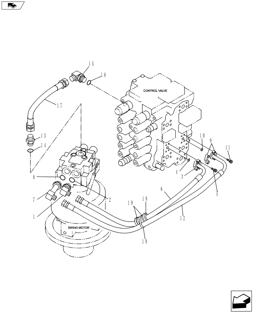 Схема запчастей Case CX130C - (35.352.AI) - SWING LINE (35) - HYDRAULIC SYSTEMS