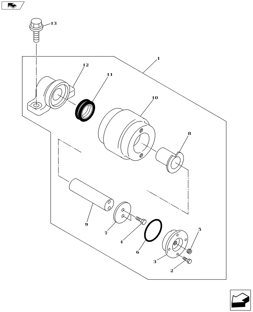 Схема запчастей Case CX145C SR - (48.138.AB[01]) - UPPER ROLLER (48) - TRACKS & TRACK SUSPENSION