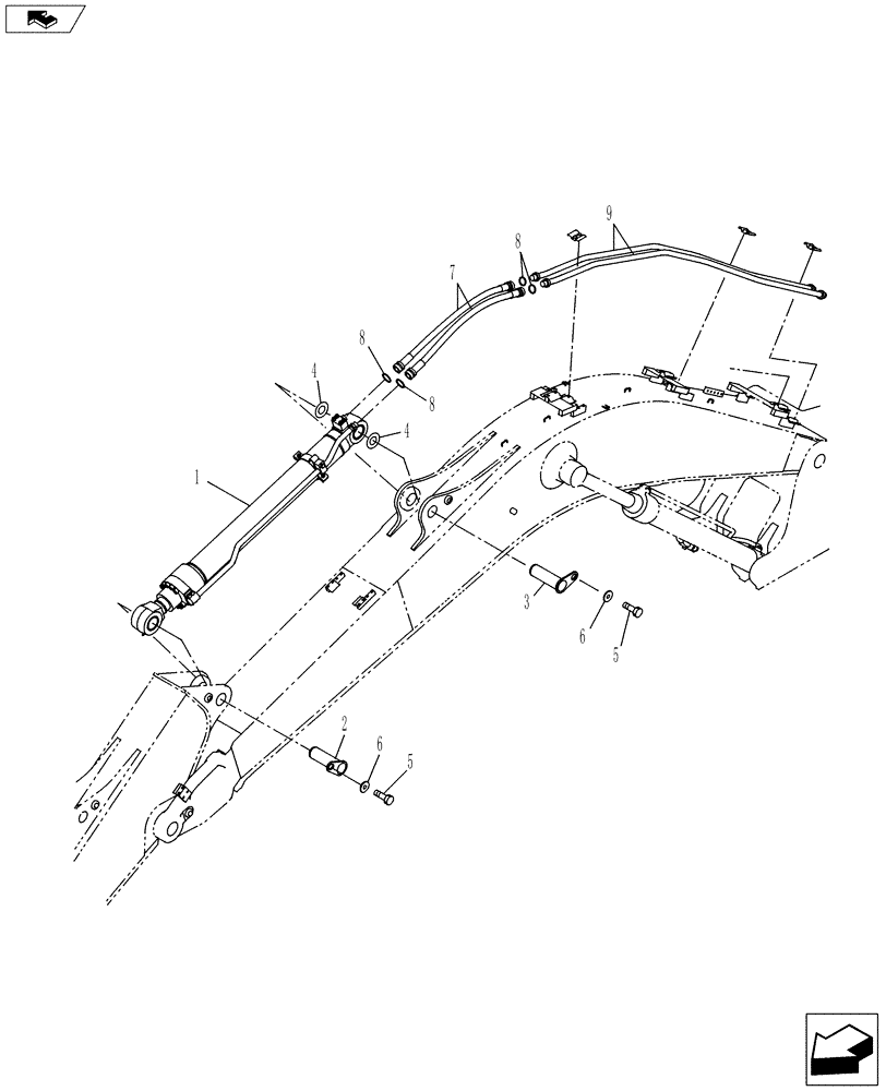 Схема запчастей Case CX130C - (35.737.AE[02]) - DIPPER CYLINDER LINES (35) - HYDRAULIC SYSTEMS