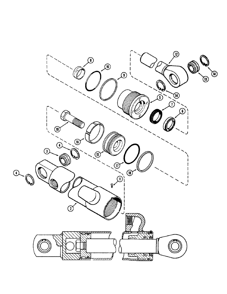 Схема запчастей Case 33 - (340) - G33128 3-POINT HITCH PITCH CYLINDER, 2-1/2" DIA. CYLINDER W/7"STROKE W/ONE PIECE PISTON 