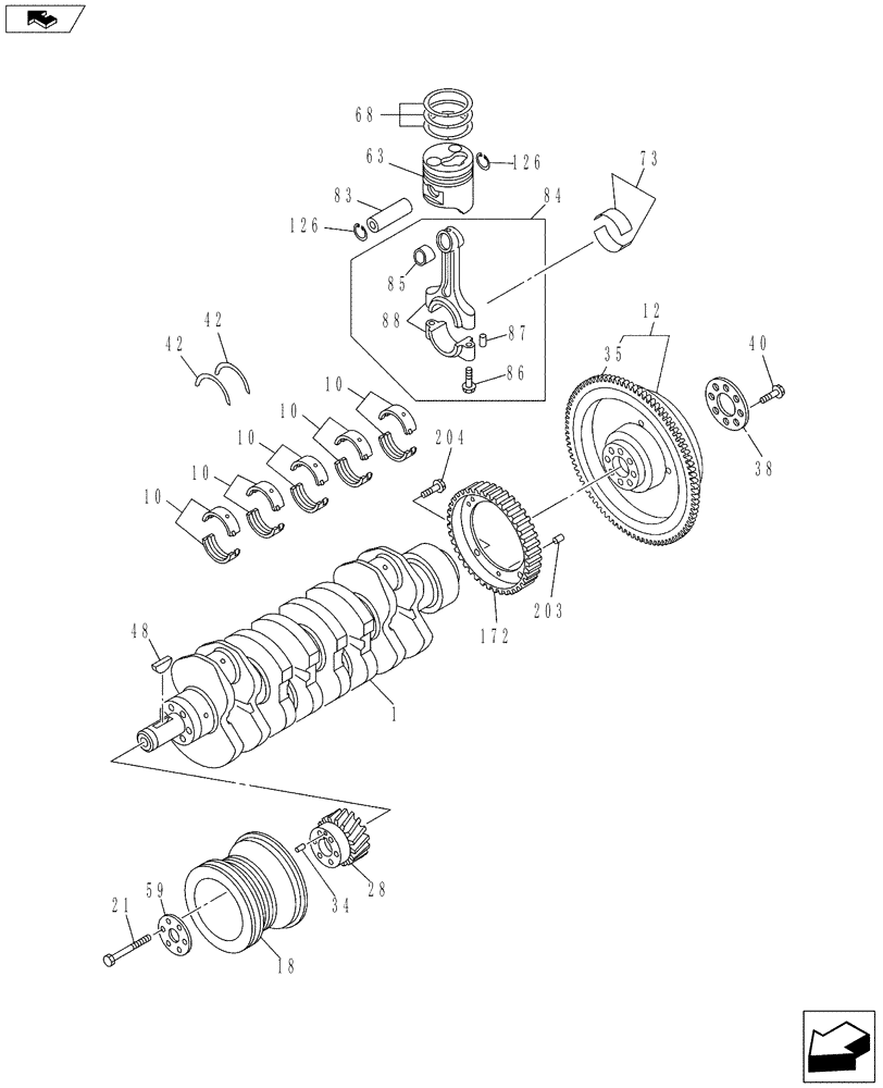 Схема запчастей Case CX160C - (10.103.AD) - CRANKSHAFT PISTON AND FLYWHEEL (10) - ENGINE