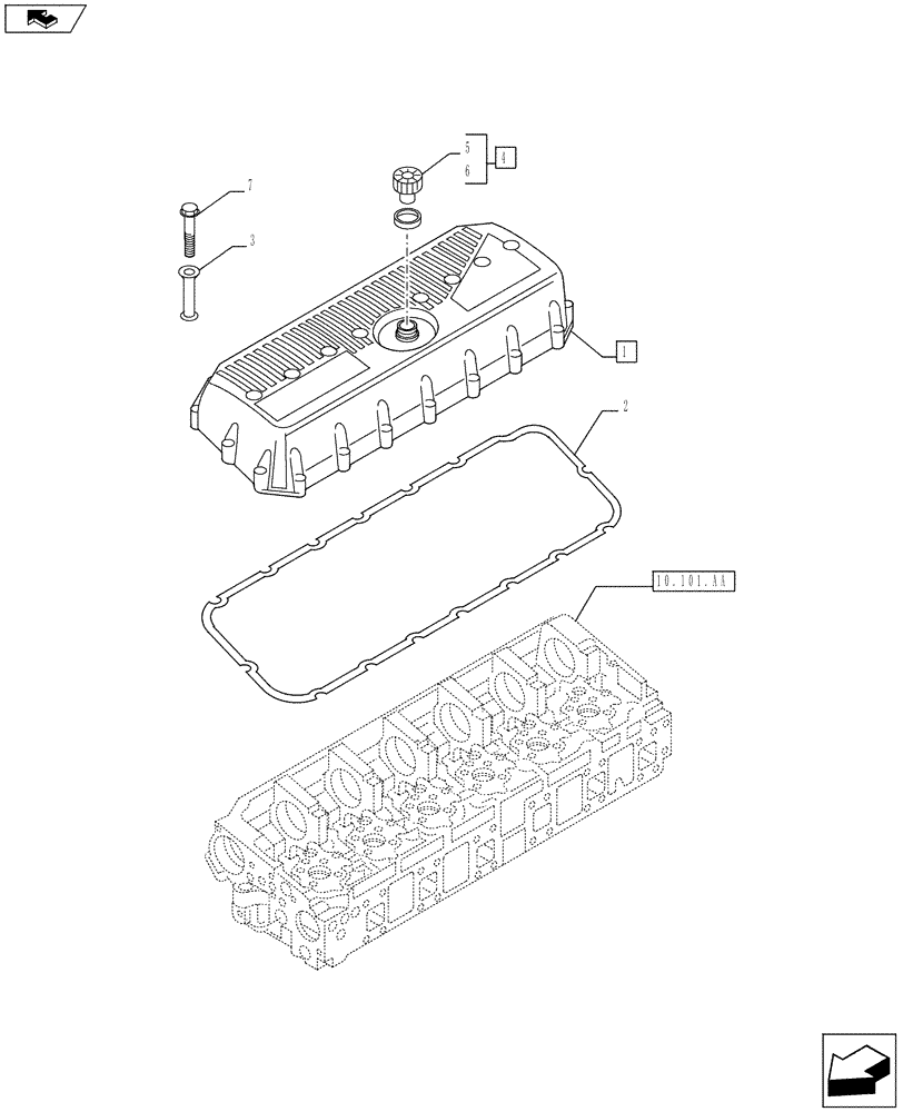 Схема запчастей Case F3BE0684J E919 - (10.101.AB) - CYLINDER HEAD - COVER (10) - ENGINE