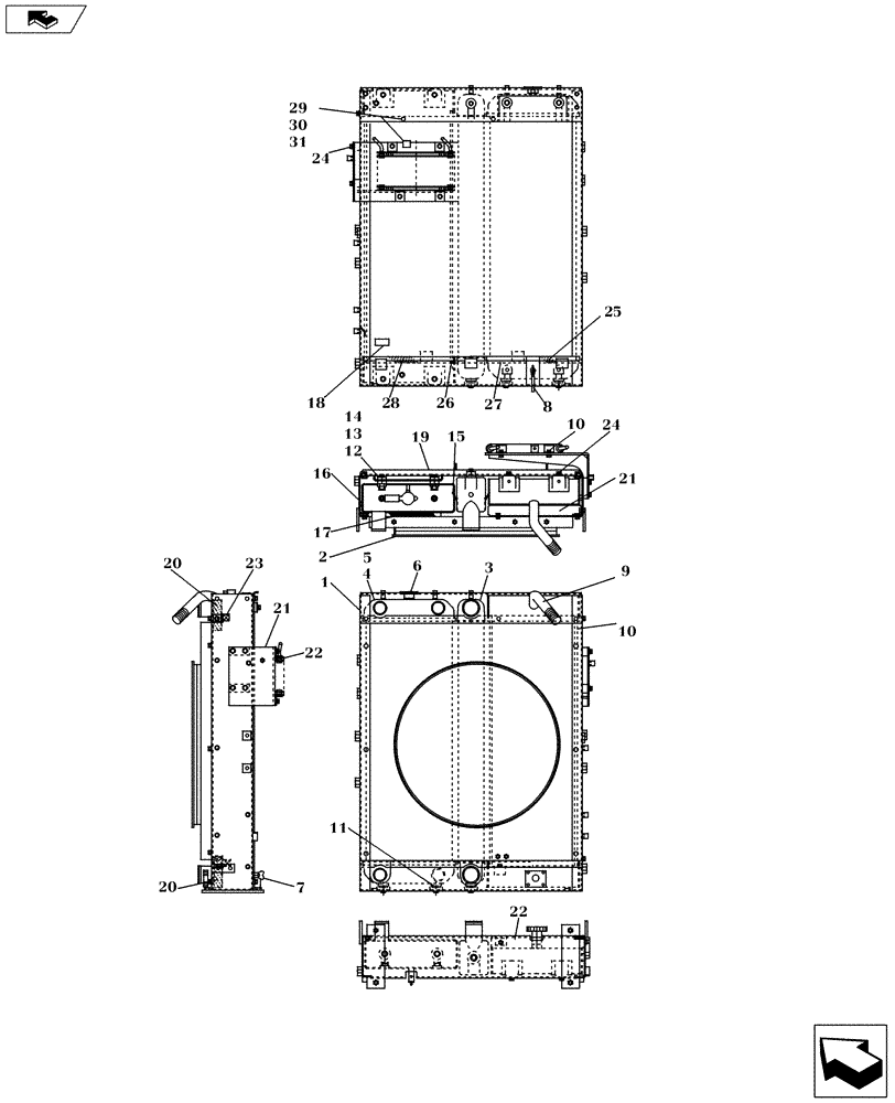 Схема запчастей Case CX160C - (10.400.BF) - RADIATOR - COMPONENTS (10) - ENGINE