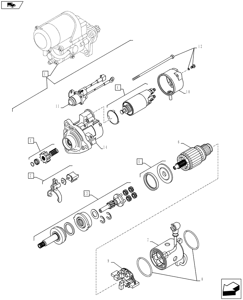 Схема запчастей Case F3BE0684J E919 - (55.201.AE[03]) - STARTER MOTOR - COMPONENTS (55) - ELECTRICAL SYSTEMS