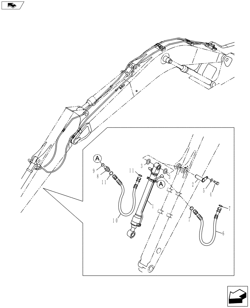 Схема запчастей Case CX145C SR - (35.738.AE[04]) - BUCKET CYLINDER LINES - LONG ARM, KYB - UP TO SN NDS6E1255 (35) - HYDRAULIC SYSTEMS