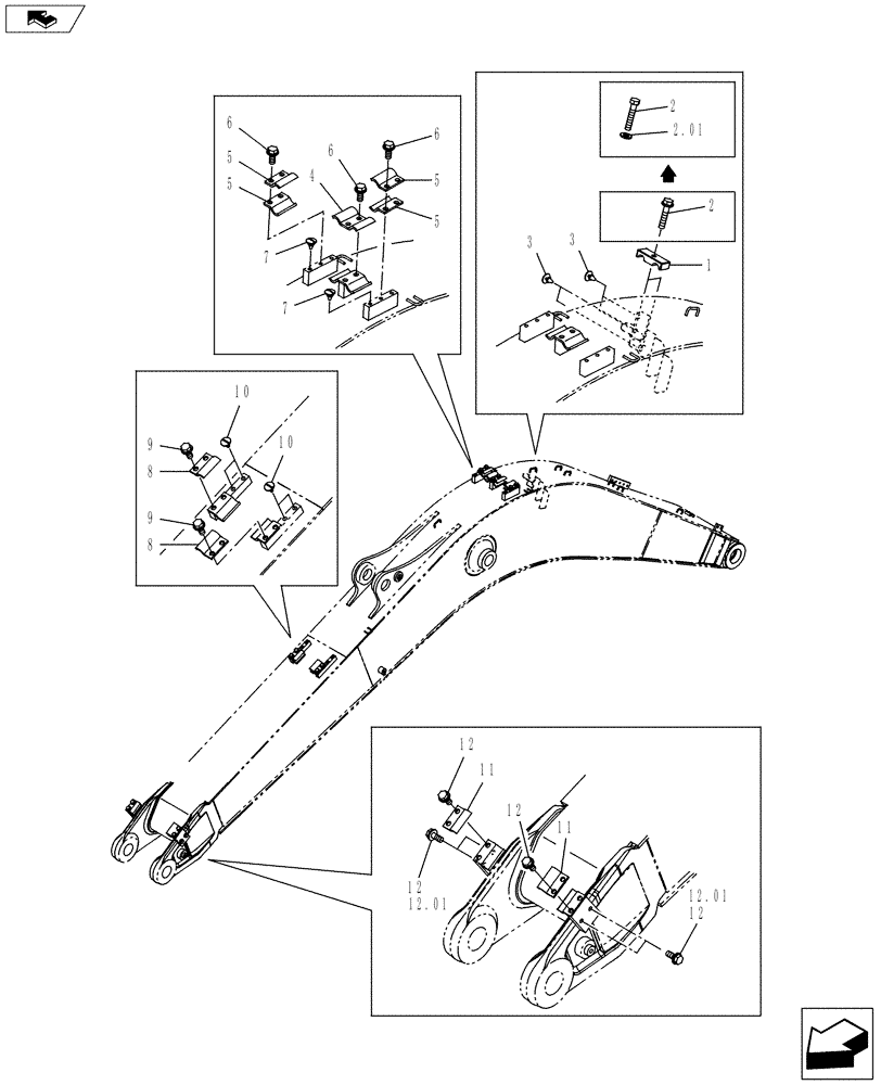 Схема запчастей Case CX145C SR - (84.910.AC[02]) - CLAMP - BOOM (84) - BOOMS, DIPPERS & BUCKETS