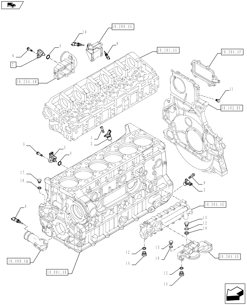 Схема запчастей Case F3BE0684J E919 - (55.015.AC) - ENGINE - SENSOR (55) - ELECTRICAL SYSTEMS