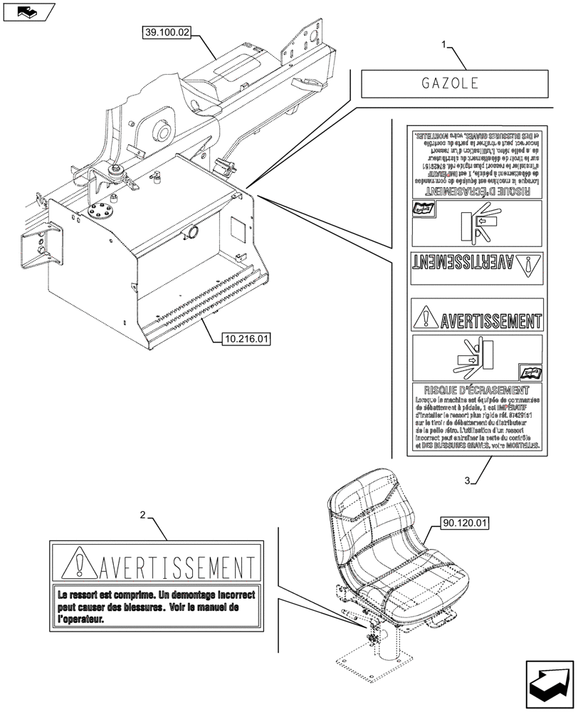 Схема запчастей Case 580SN WT - (90.108.10) - VAR - 423056, 747882, 747883 - DECALS (90) - PLATFORM, CAB, BODYWORK AND DECALS