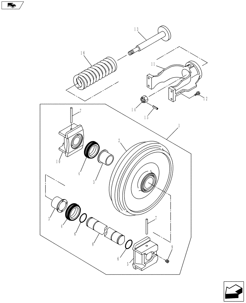 Схема запчастей Case CX145C SR - (48.138.AB[02]) - RECOIL SPRING & ROLLER (48) - TRACKS & TRACK SUSPENSION