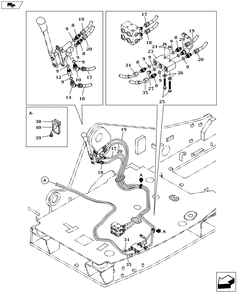 Схема запчастей Case CX145C SR - (35.741.AJ[02]) - BLADE LINE (35) - HYDRAULIC SYSTEMS