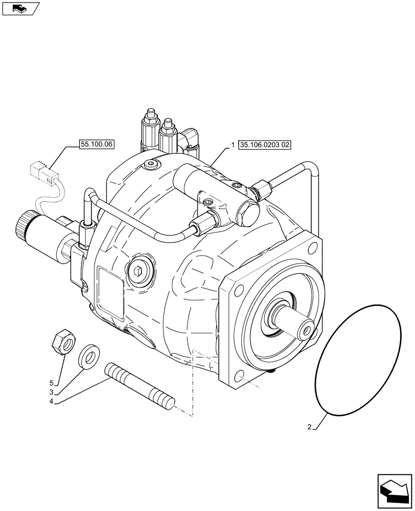 Схема запчастей Case 580SN WT - (35.106.0203[01]) - HYDRAULIC PUMP (W/ POWER LIFT, W/ DUAL BATTERIES) (35) - HYDRAULIC SYSTEMS