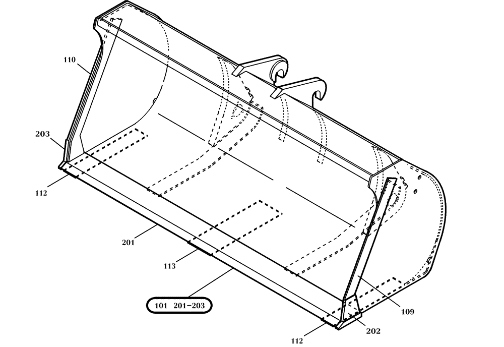 Схема запчастей Case 21D - (64.209[2988992000]) - LOADING BUCKET 800L-1900MM (82) - FRONT LOADER & BUCKET