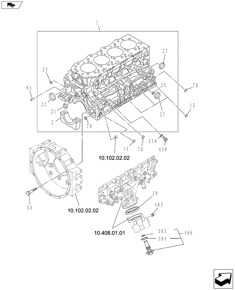 Схема запчастей Case CX130C - (10.001.AD[05]) - CYLINDER BLOCK (10) - ENGINE