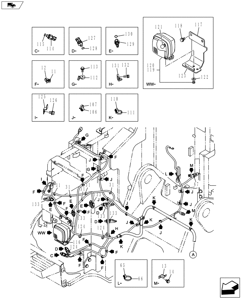 Схема запчастей Case CX145C SR - (55.510.AB[01]) - ELECTRIC PARTS AND WIRE HARNESS (55) - ELECTRICAL SYSTEMS