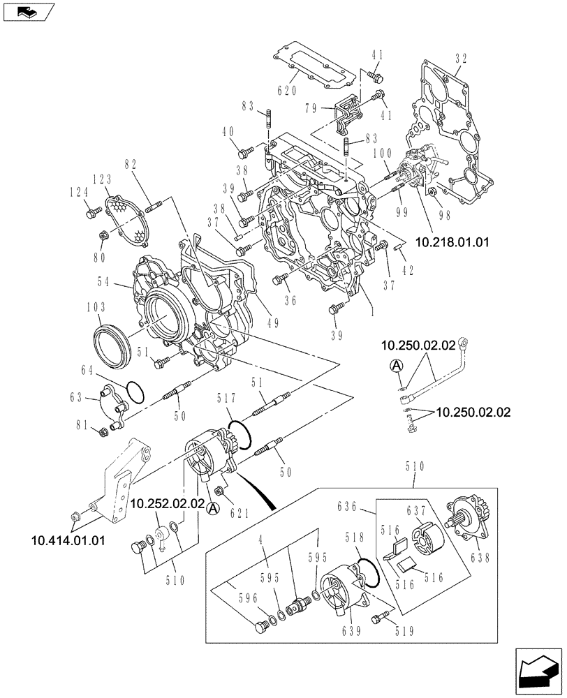 Схема запчастей Case CX145C SR - (10.102.BB[01]) - TIMING GEAR CASE AND FLYWHEEL HOUSING (10) - ENGINE