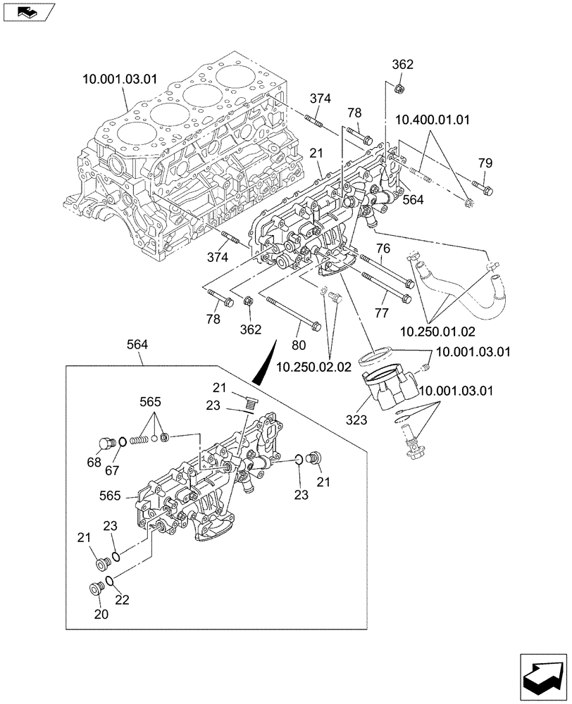 Схема запчастей Case CX130C - (10.408.AO) - OIL COOLER (10) - ENGINE