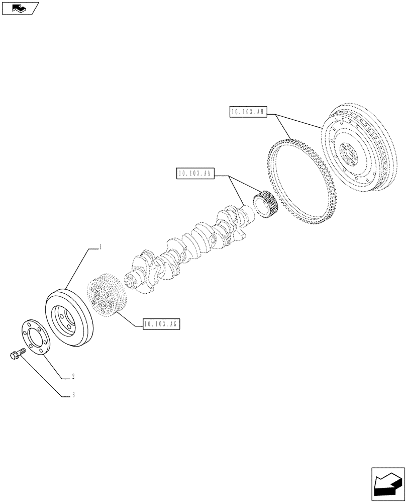 Схема запчастей Case F3BE0684J E919 - (10.110.AD) - CRANKSHAFT - DAMPER (10) - ENGINE