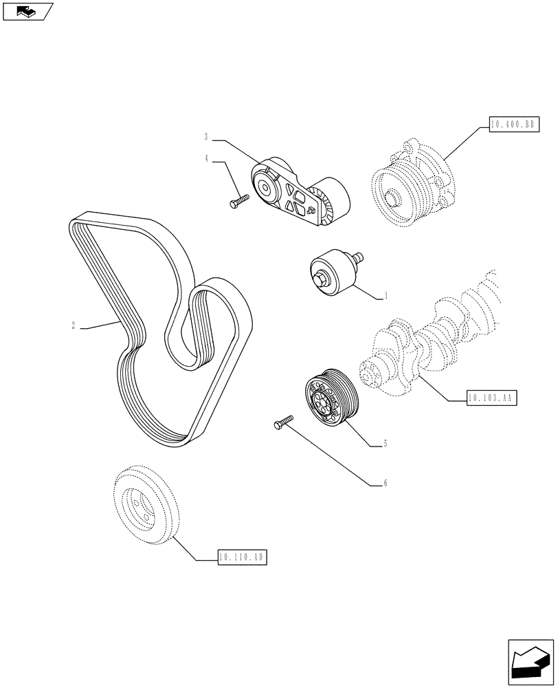 Схема запчастей Case F3BE0684J E919 - (10.103.AG) - PULLEY DRIVE (10) - ENGINE