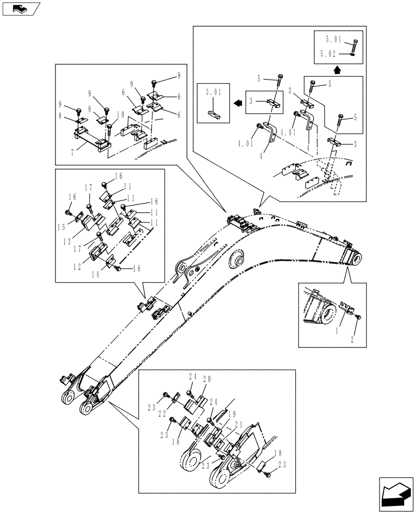 Схема запчастей Case CX145C SR - (84.910.AC[01]) - CLAMP - BOOM, 012 (84) - BOOMS, DIPPERS & BUCKETS