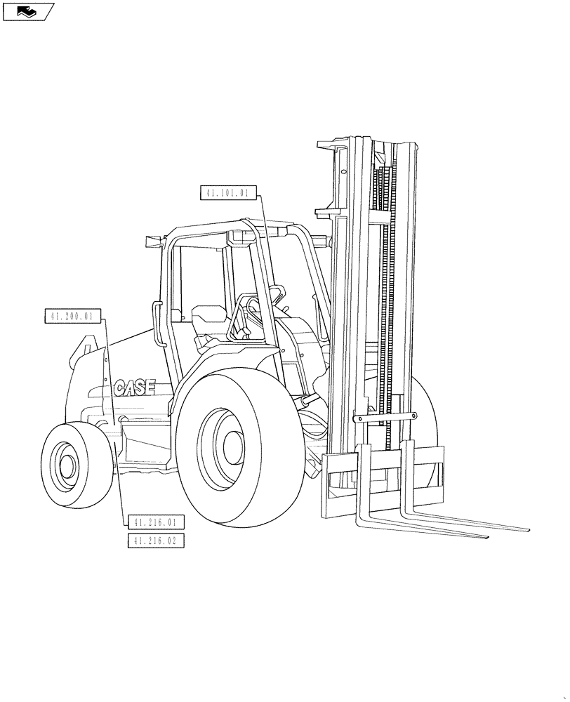 Схема запчастей Case 588H - (00.000.41) - PICTORIAL INDEX,  STEERING (00) - GENERAL & PICTORIAL INDEX