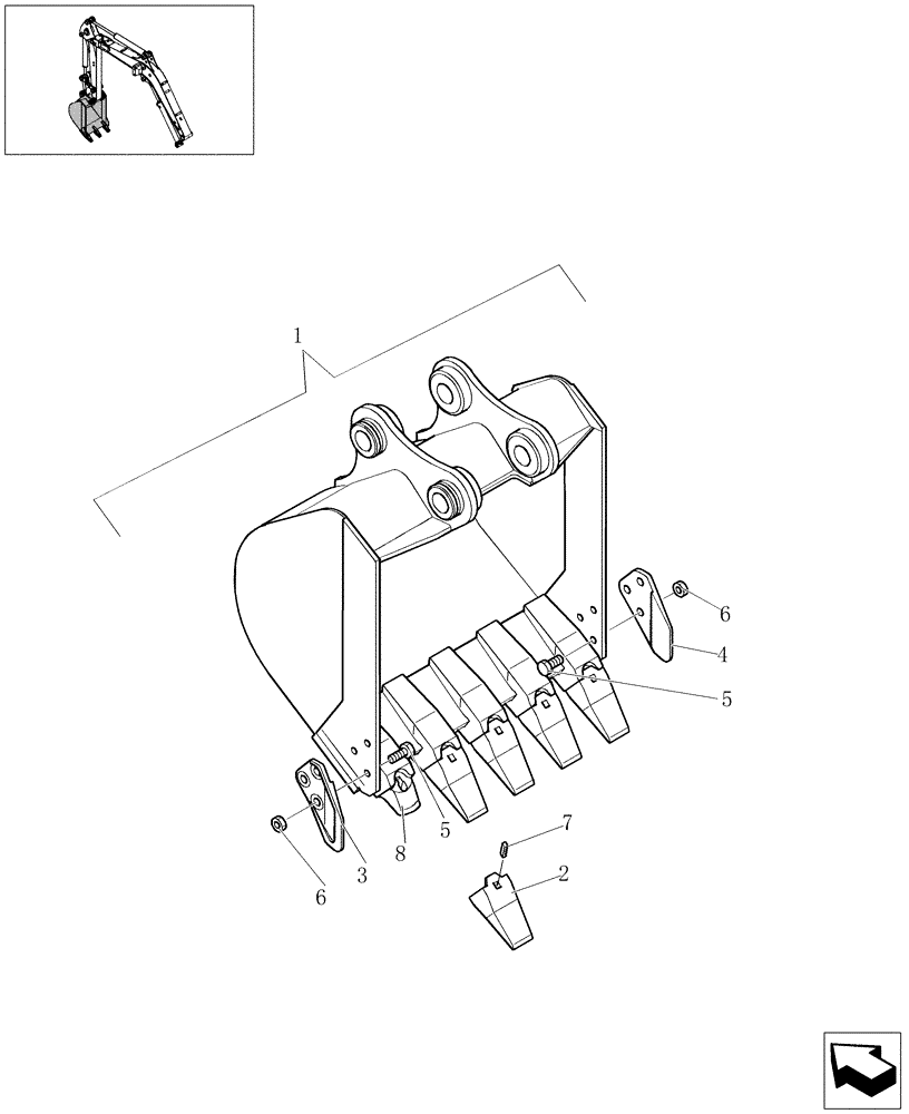 Схема запчастей Case CX31B - (5.0102[01]) - BUCKET (L=700MM) - 747626010 (84) - BOOMS, DIPPERS & BUCKETS