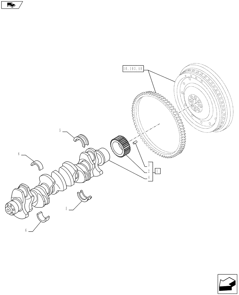 Схема запчастей Case F3BE0684J E919 - (10.103.AA) - CRANKSHAFT (10) - ENGINE