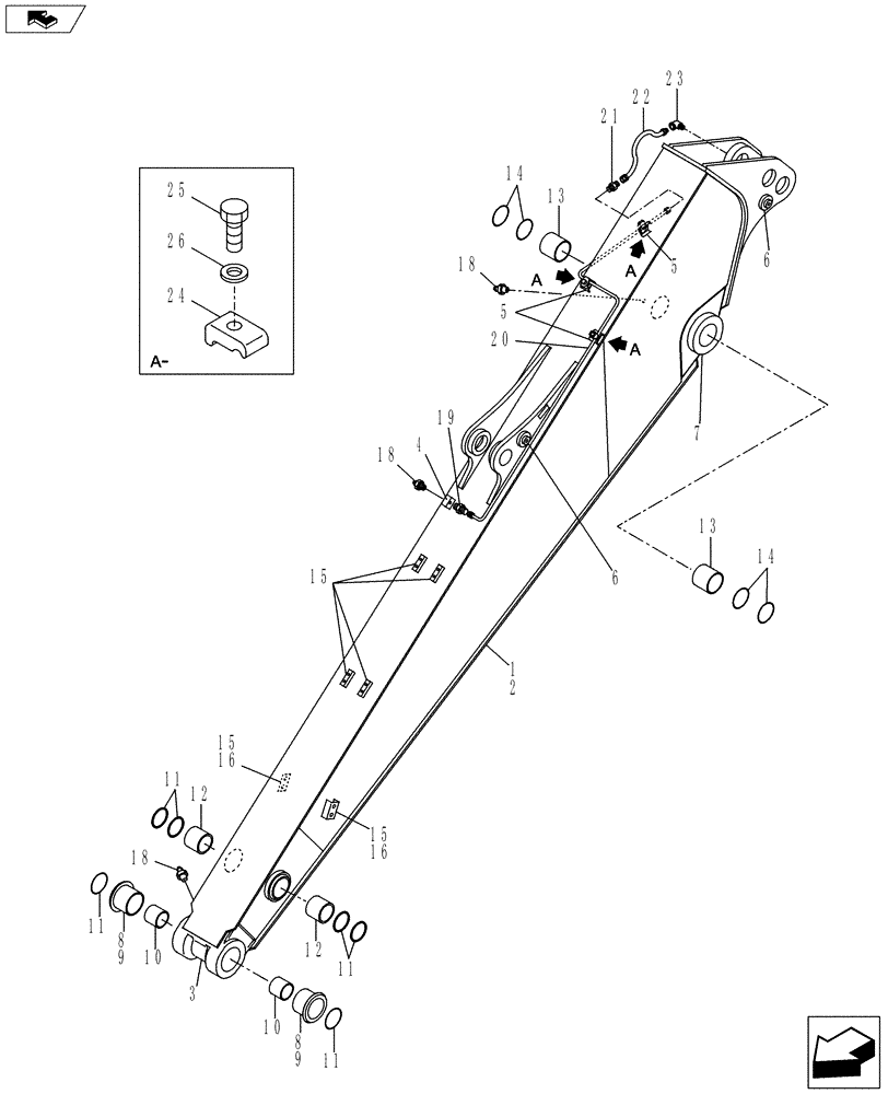 Схема запчастей Case CX145C SR - (84.912.AA[02]) - DIPPER - LONG, 3.01 M (84) - BOOMS, DIPPERS & BUCKETS