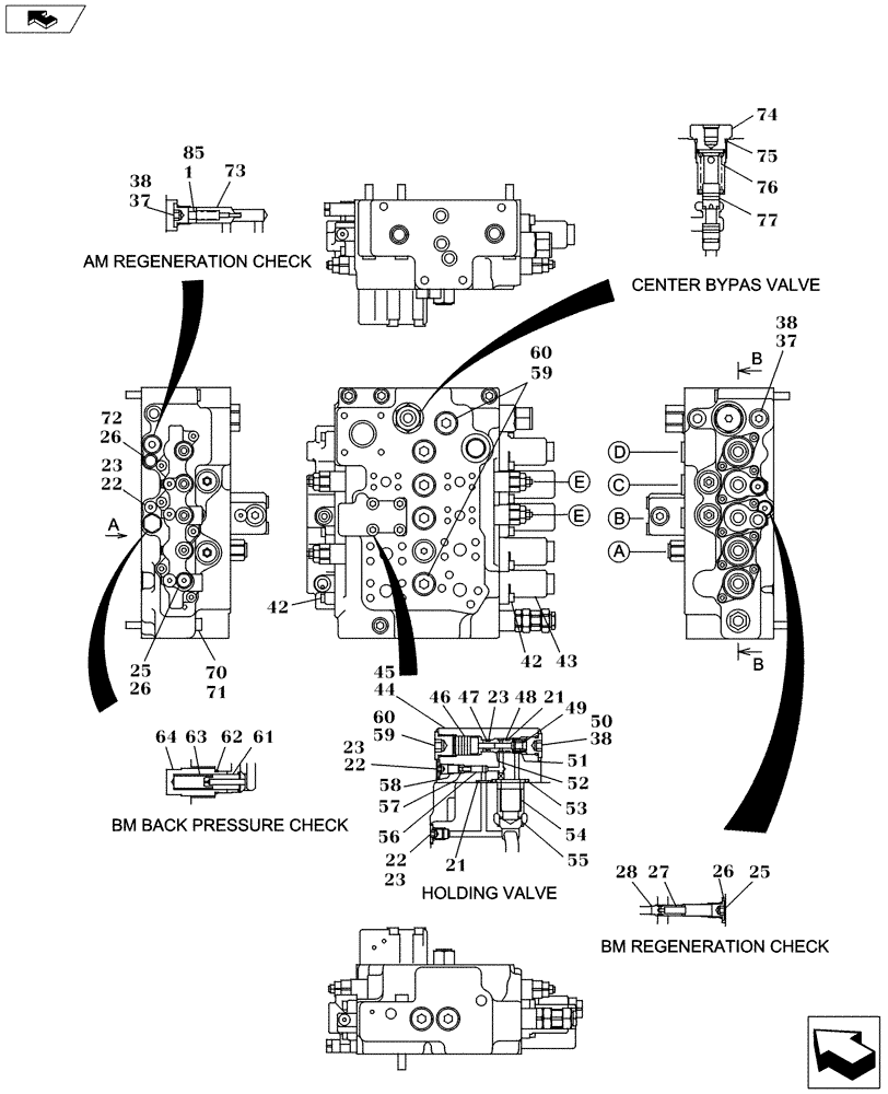 Схема запчастей Case CX130C - (35.359.AB[15]) - DIRECTIONAL CONTROL VALVE - COMPONENTS (35) - HYDRAULIC SYSTEMS