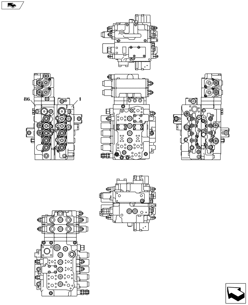 Схема запчастей Case CX130C - (35.359.AB[14]) - DIRECTIONAL CONTROL VALVE - COMPONENTS (35) - HYDRAULIC SYSTEMS