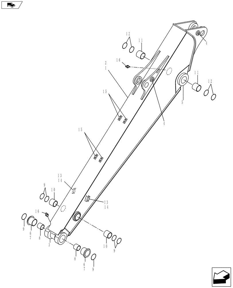 Схема запчастей Case CX130C - (84.912.AA[01]) - DIPPER - STANDARD, 2.50 M (84) - BOOMS, DIPPERS & BUCKETS