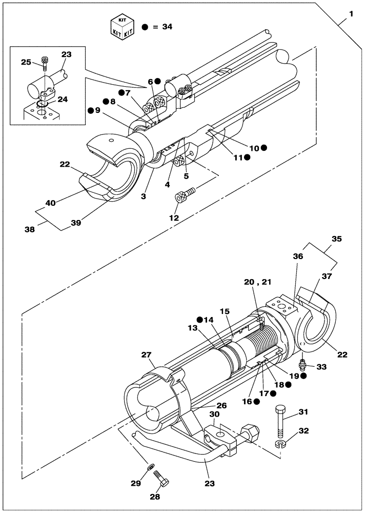 Схема запчастей Case CX130C - (35.736.AA[03]) - BOOM CYLINDER HBCV - RH (35) - HYDRAULIC SYSTEMS