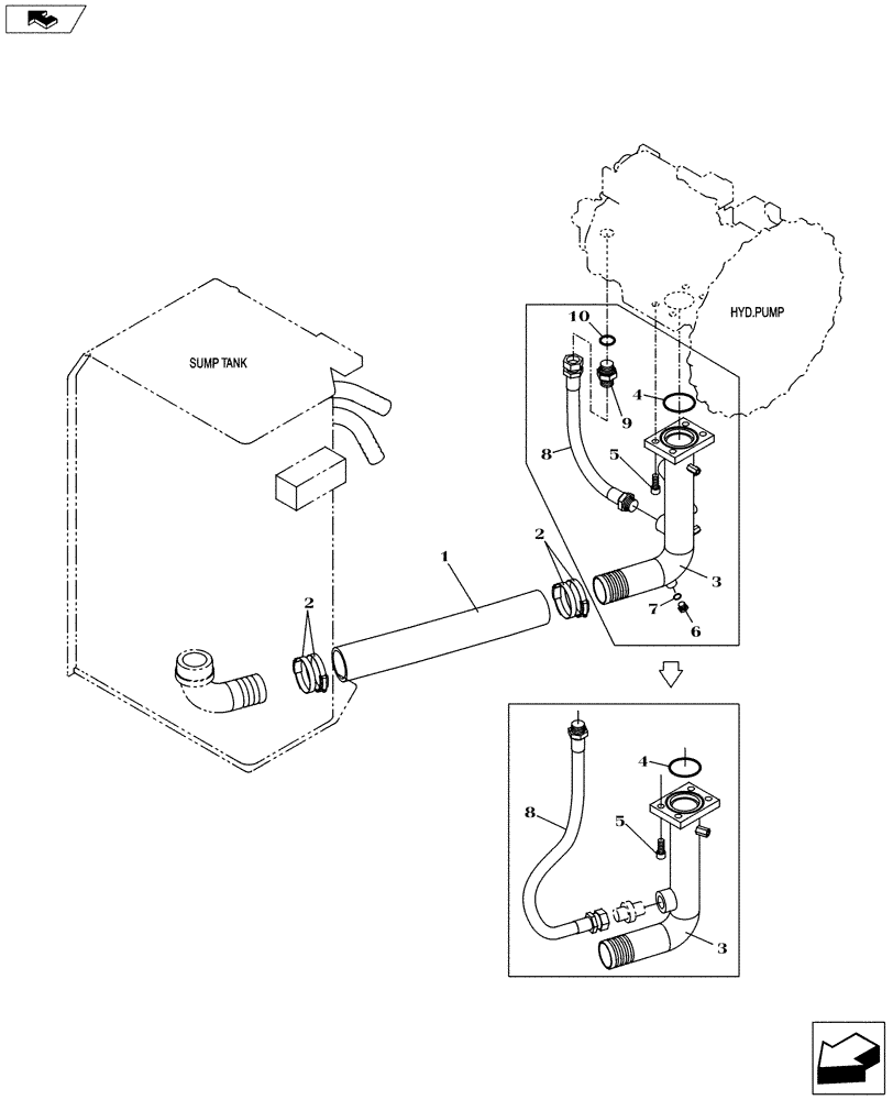 Схема запчастей Case CX160C - (35.105.AC) - SUCTION LINE (35) - HYDRAULIC SYSTEMS