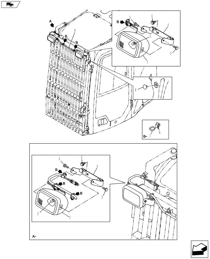 Схема запчастей Case CX145C SR - (55.404.BS[03]) - WORK LAMP (55) - ELECTRICAL SYSTEMS