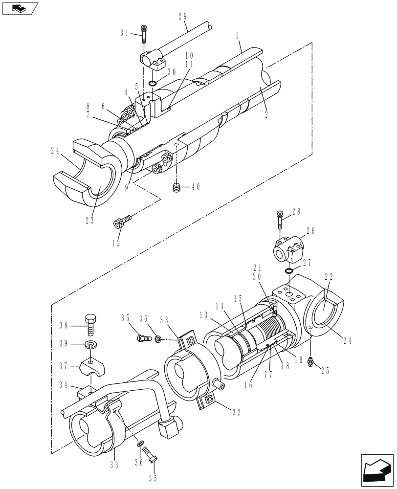 Схема запчастей Case CX145C SR - (35.736.AC[01]) - BOOM LINE (35) - HYDRAULIC SYSTEMS