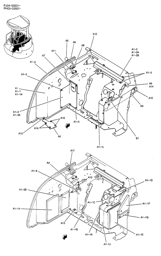 Схема запчастей Case CX50B - (02-036) - STAND ASSEMBLY, CONTROL (CANOPY) (05) - SUPERSTRUCTURE