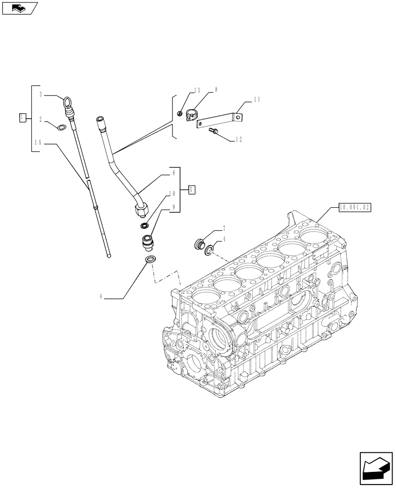 Схема запчастей Case F3BE0684N E916 - (10.304.01[01]) - OIL LEVEL CHECK (504314869-504122152) (10) - ENGINE