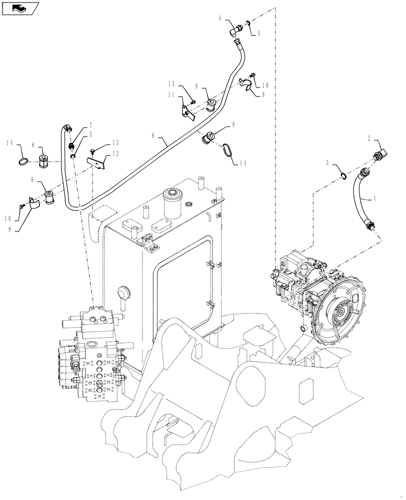 Схема запчастей Case CX145C SR - (35.106.AP[02]) - PRESSURE LINE - 2ND SB (OFFSET) (35) - HYDRAULIC SYSTEMS