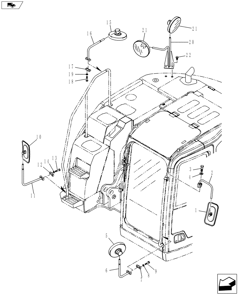 Схема запчастей Case CX145C SR - (90.118.BM) - REAR VIEW MIRROR (90) - PLATFORM, CAB, BODYWORK AND DECALS