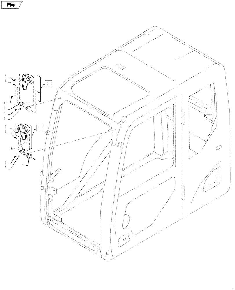 Схема запчастей Case CX300C - (04-007-01) - CAB, WORK LIGHT (04) - ELECTRICAL SYSTEMS