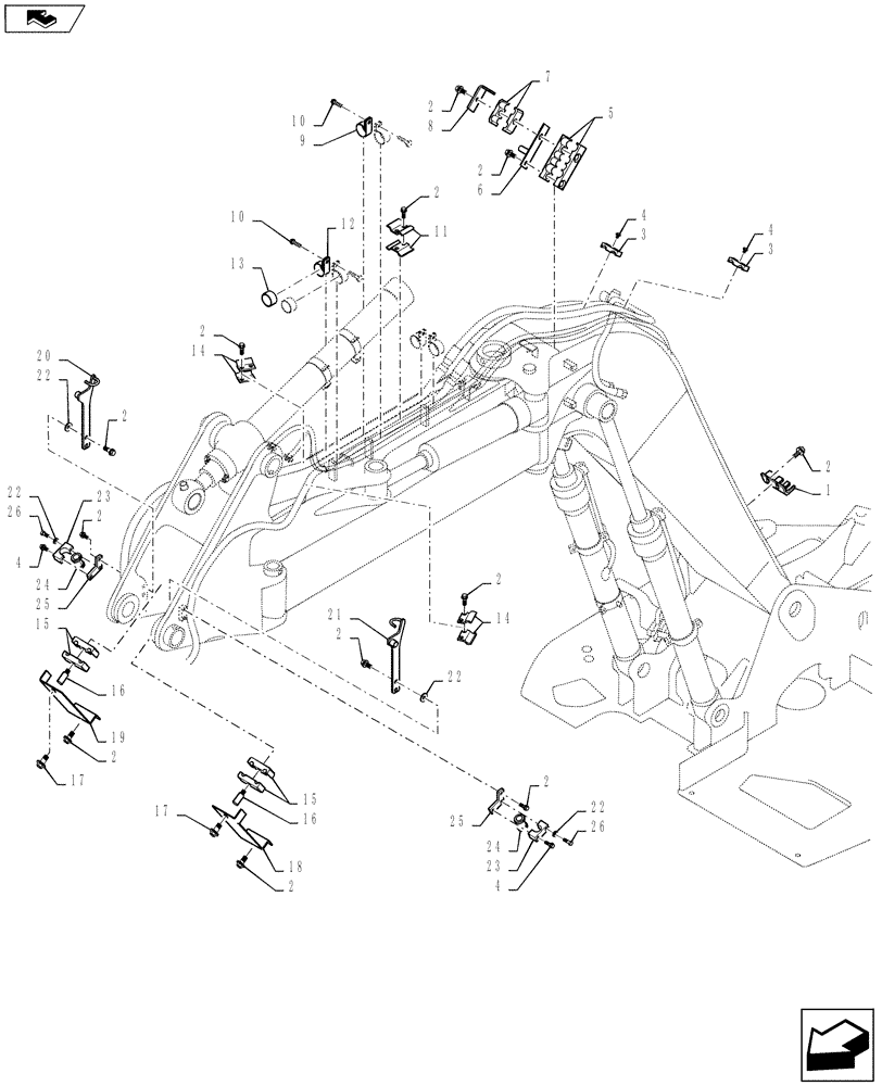 Схема запчастей Case CX145C SR - (84.910.AC[10]) - CLAMP - SB BOOM 01 HBCV (OFFSET) (84) - BOOMS, DIPPERS & BUCKETS