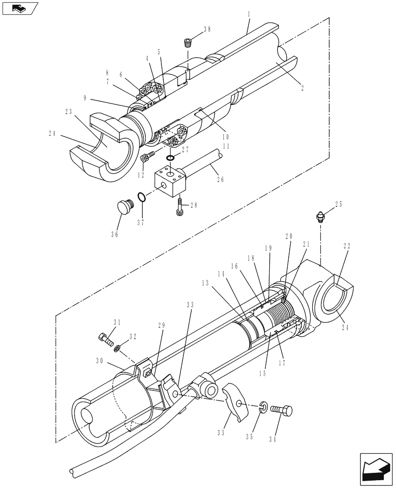 Схема запчастей Case CX145C SR - (35.736.AA[04]) - BOOM CYLINDER - LH (35) - HYDRAULIC SYSTEMS