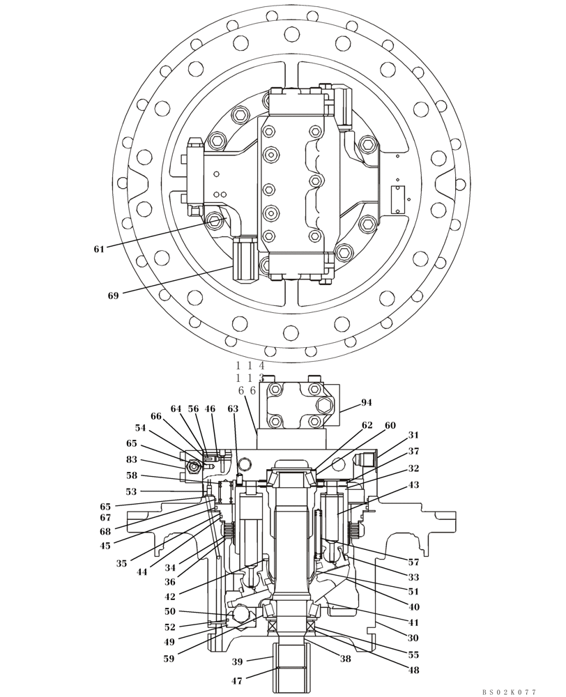 Схема запчастей Case CX350 - (07-005-05[01]) - TRAVEL MOTOR (07) - BRAKES