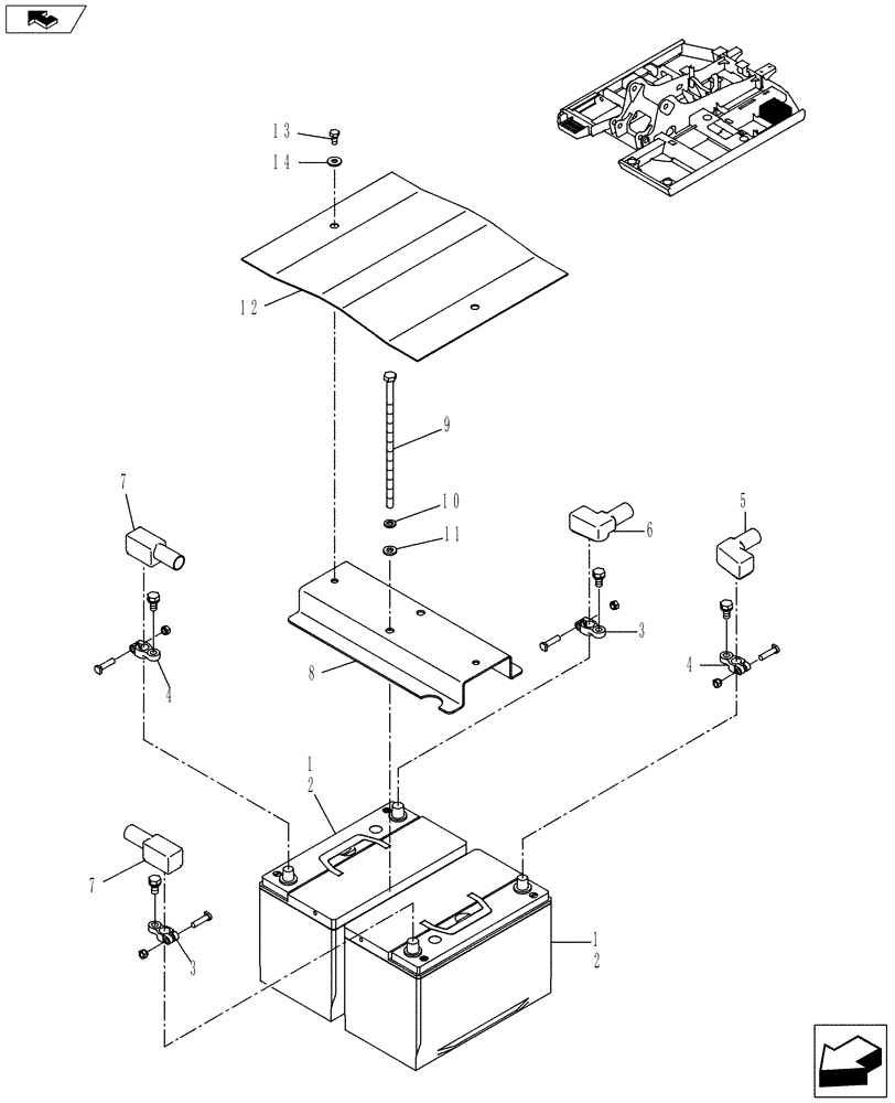 Схема запчастей Case CX130C - (55.302.AG) - BATTERY (55) - ELECTRICAL SYSTEMS