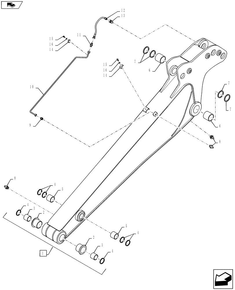 Схема запчастей Case CX145C SR - (84.912.AA[05]) - DIPPER - STANDARD 2.10M (OFFSET) (84) - BOOMS, DIPPERS & BUCKETS