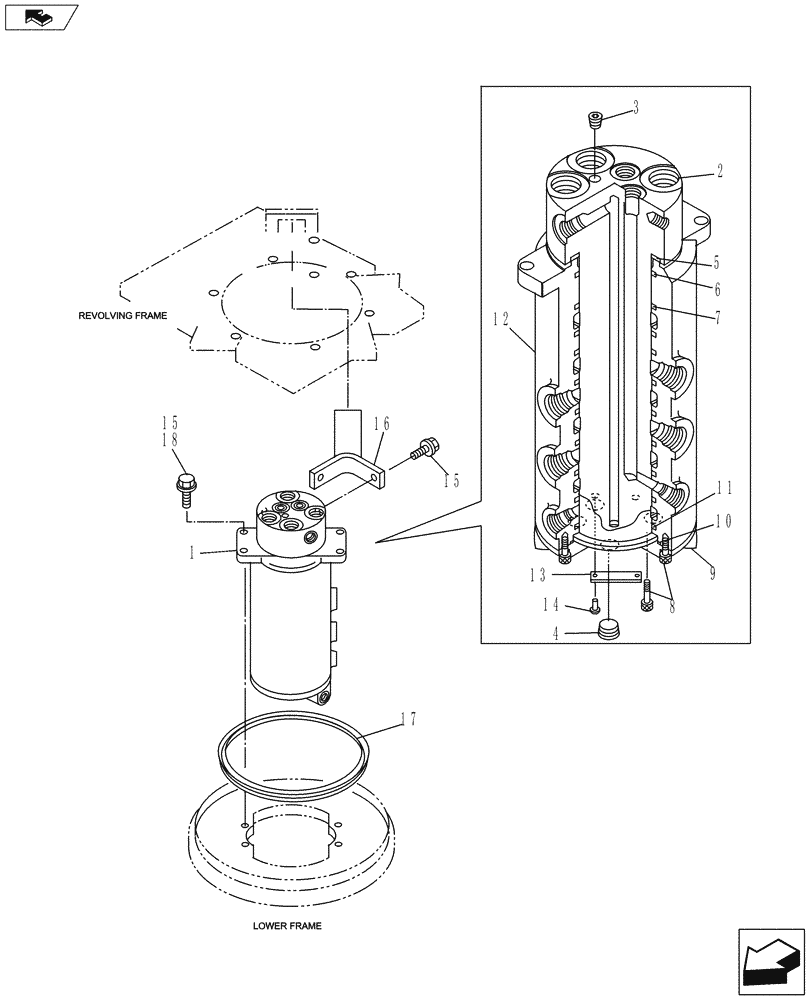 Схема запчастей Case CX145C SR - (35.354.AA) - CENTER JOINT - HBCV (35) - HYDRAULIC SYSTEMS