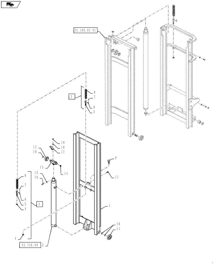 Схема запчастей Case 586H - (35.100.03[01]) - 6000 LB 4.8 M (16 FT) FREE LIFT (35) - HYDRAULIC SYSTEMS