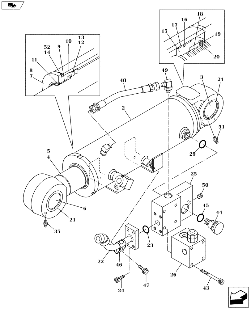 Схема запчастей Case CX130C - (35.741.AA[02]) - BLADE CYLINDER - RH, HBCV (35) - HYDRAULIC SYSTEMS