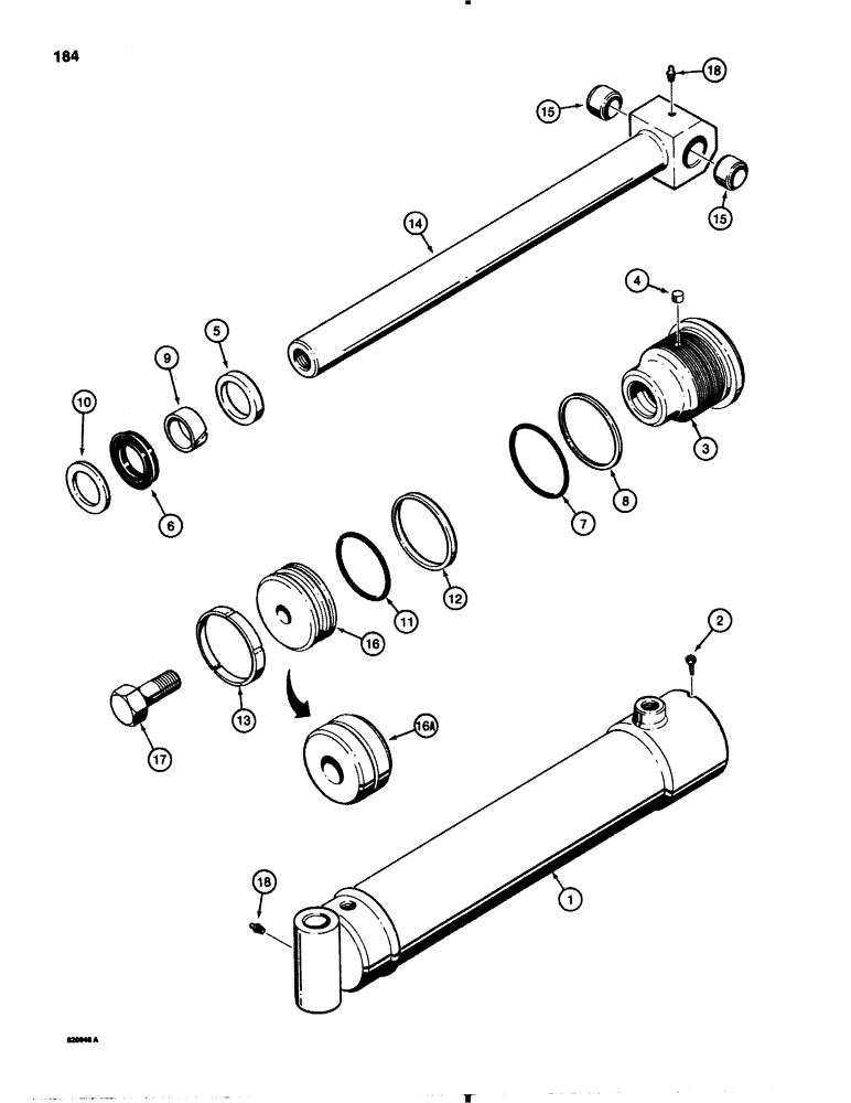 Схема запчастей Case 1845B - (184) - G33744 SCARIFIER CYLINDER (08) - HYDRAULICS